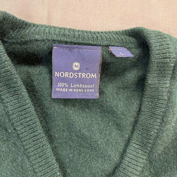 VTG Nordstrom Sweater Vest V-Neck 100% Lambs Wool Men’s Size Large Green - Picture 2 of 6